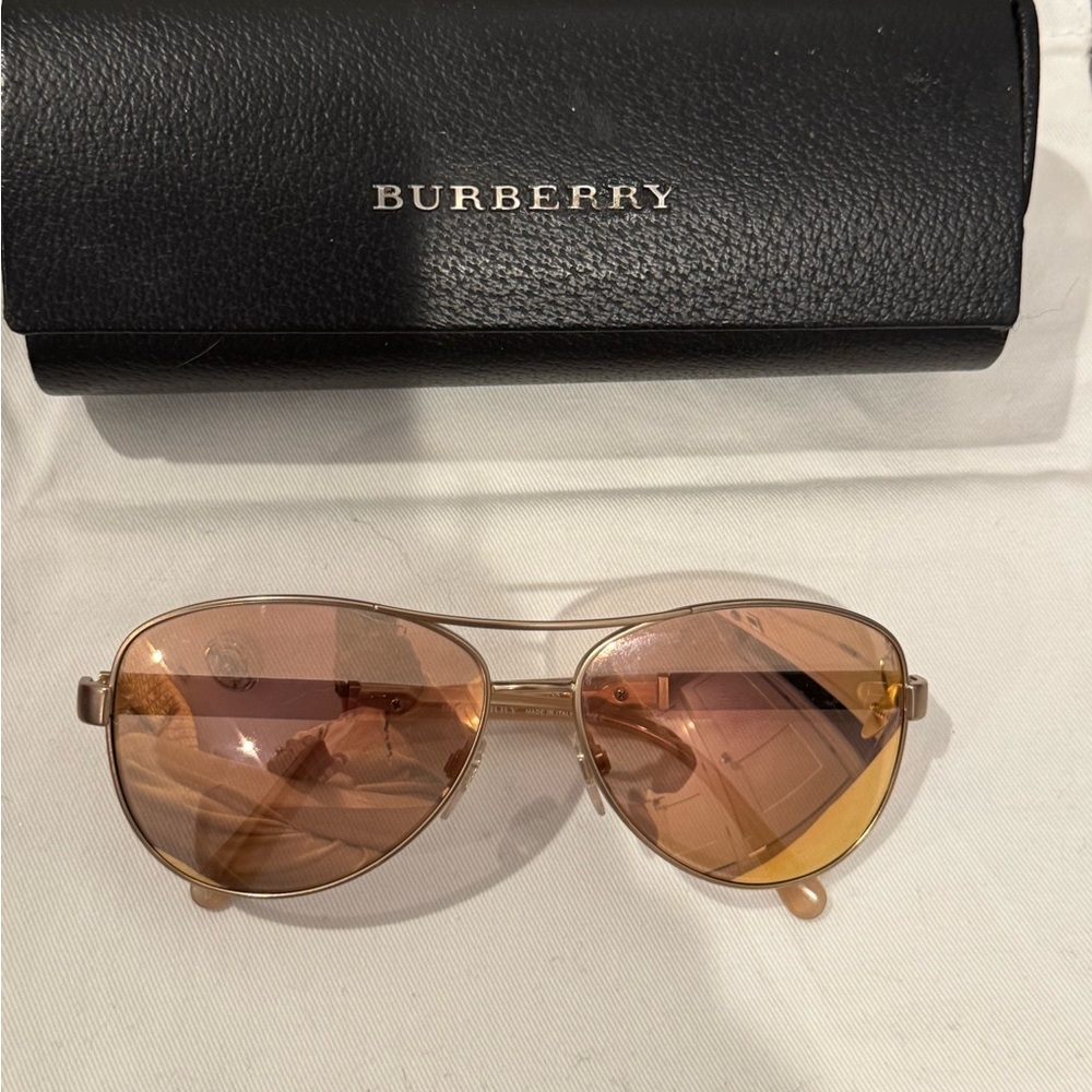Burberry Gold Aviator Sunglasses Timeless Design